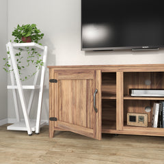 Traditional Wood TV Stand with Two Doors, Light Brown