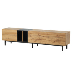 Modern TV Stand for 80’’ TV with 3 Doors & Media Console Table, Natural Wood