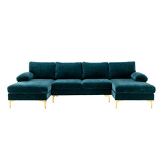 Living Room Sectional Sofa, Teal Blue