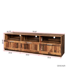 Modern Minimalist TV Cabinet with Open Locker for 80 Inch TV, Walnut