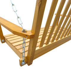 Hanging Porch Swing Wood Swing Bench with Hanging Chains, Teak