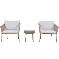 3 Pcs Outdoor Chair Set, Including 2 Single Chairs and 1 Coffee Table