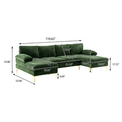 Living Room Sectional Sofa, Green