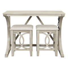 Farmhouse 3-Piece Counter Height Dining Table Set with USB Port & Upholstered Stools, Cream