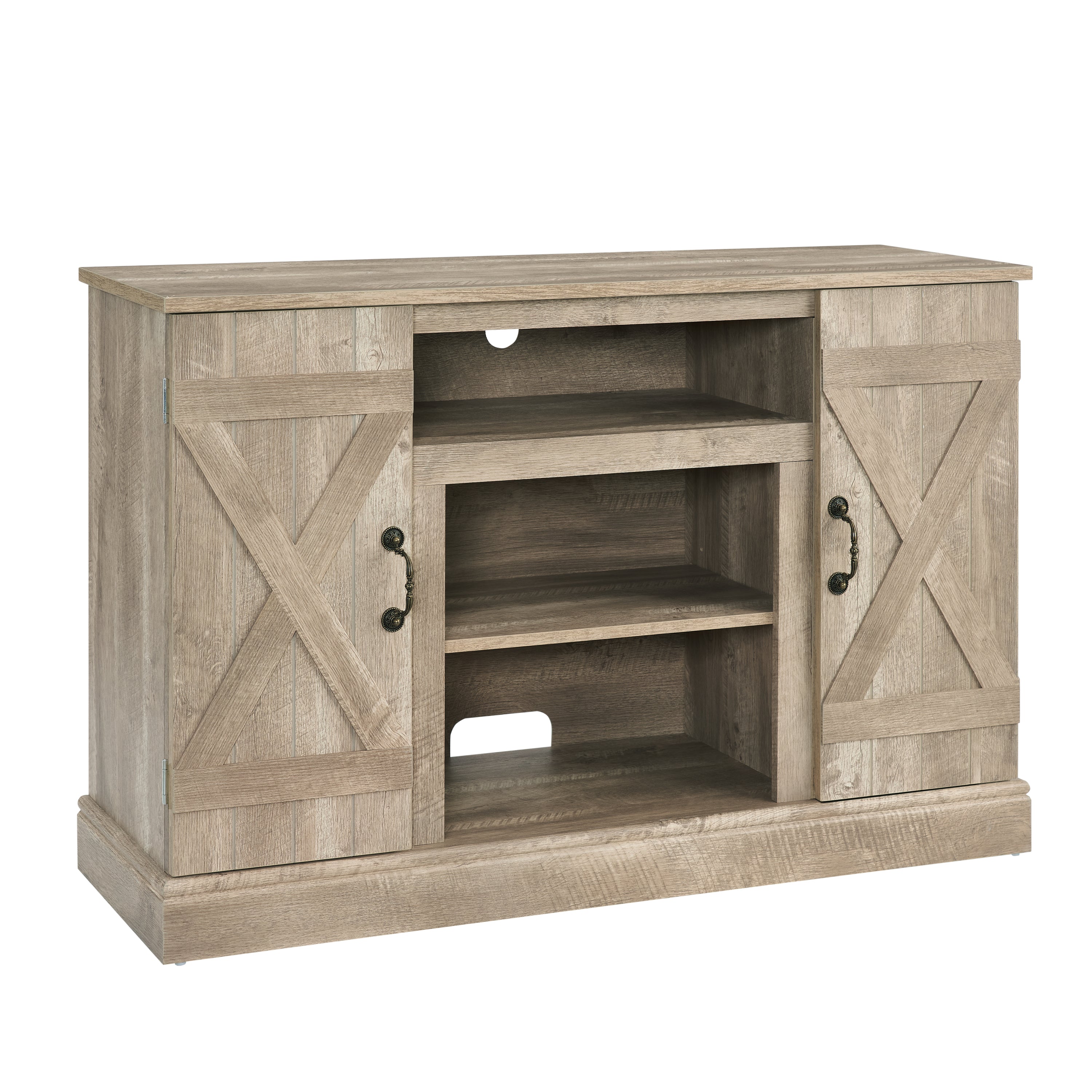 Farmhouse Classic TV Stand Antique Entertainment Console for TV up to 50" with Open and Closed Storage Space, Ashland Pine