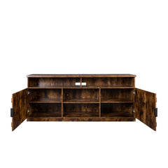 Modern Wood TV Stand with 3 Layers of Open Shelves & 2 Large-capacity Cabinets, Walnut