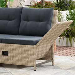 4-Piece Outdoor Wicker Sofa Set with Adjustable Backs and Table, Gray