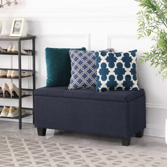 NOBLEMOOD 3 in 1 End of Bed Storage Bench & 2 Ottoman Benches w/ Storage for Living Room Bedroom Entryway Navy