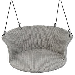 33.8” Rattan Woven Swing Chair, Porch Swing With Hanging Ropes, Gray