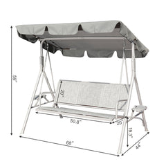 3-Person Outdoor Yard Textilene Swing Chair, Grey