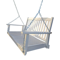 Hanging Porch Swing Wood Swing Bench with Hanging Chains, White