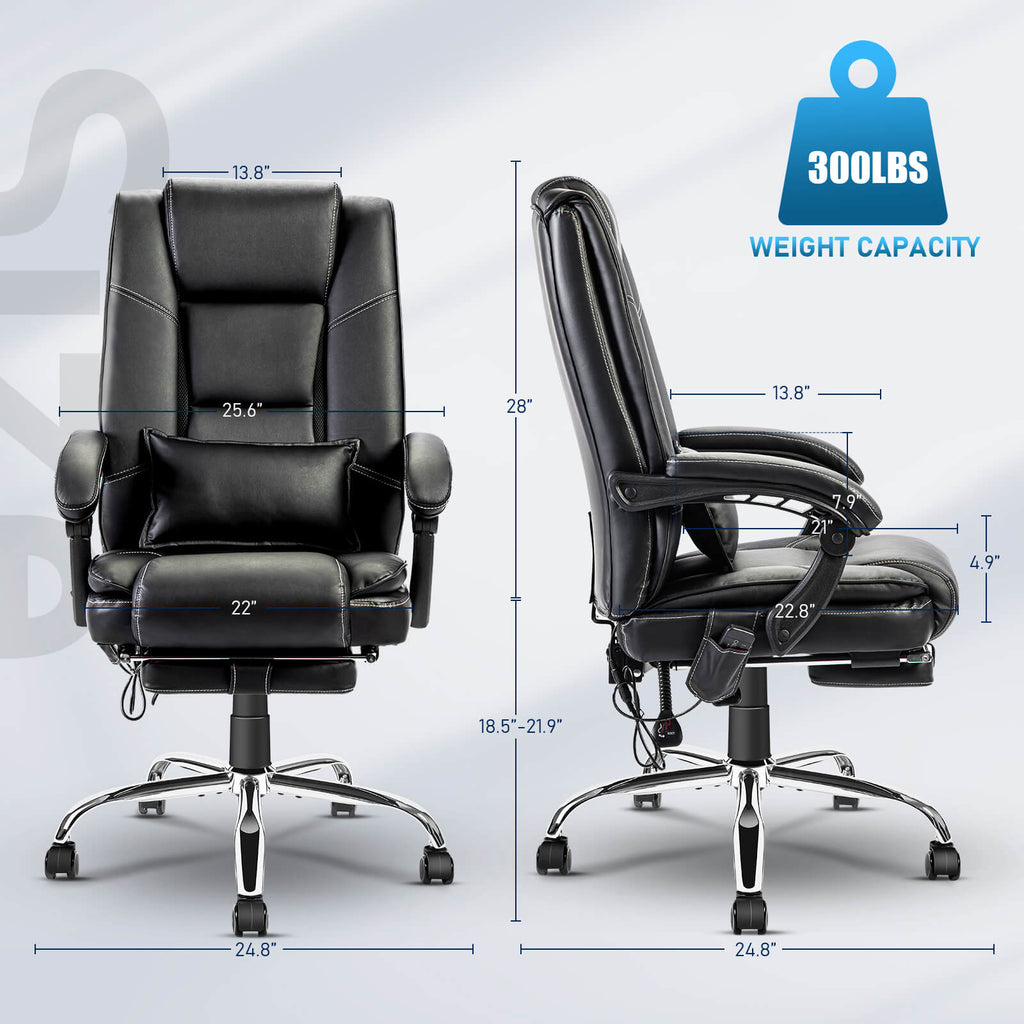 Big and Tall Ergonomic Office Chair w/ 4 Points Massage & Heating ...