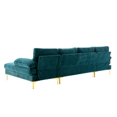 Living Room Sectional Sofa, Teal Blue