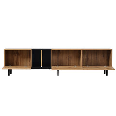 Modern TV Stand for 80’’ TV with 3 Doors & Media Console Table, Natural Wood