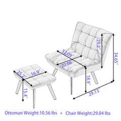 Modern Soft Velvet Fabric Material Large Width Accent Chair Leisure Chair Armchair TV Chair Bedroom Chair With Ottoman Black Legs For Indoor Home And Living Room,Yellow