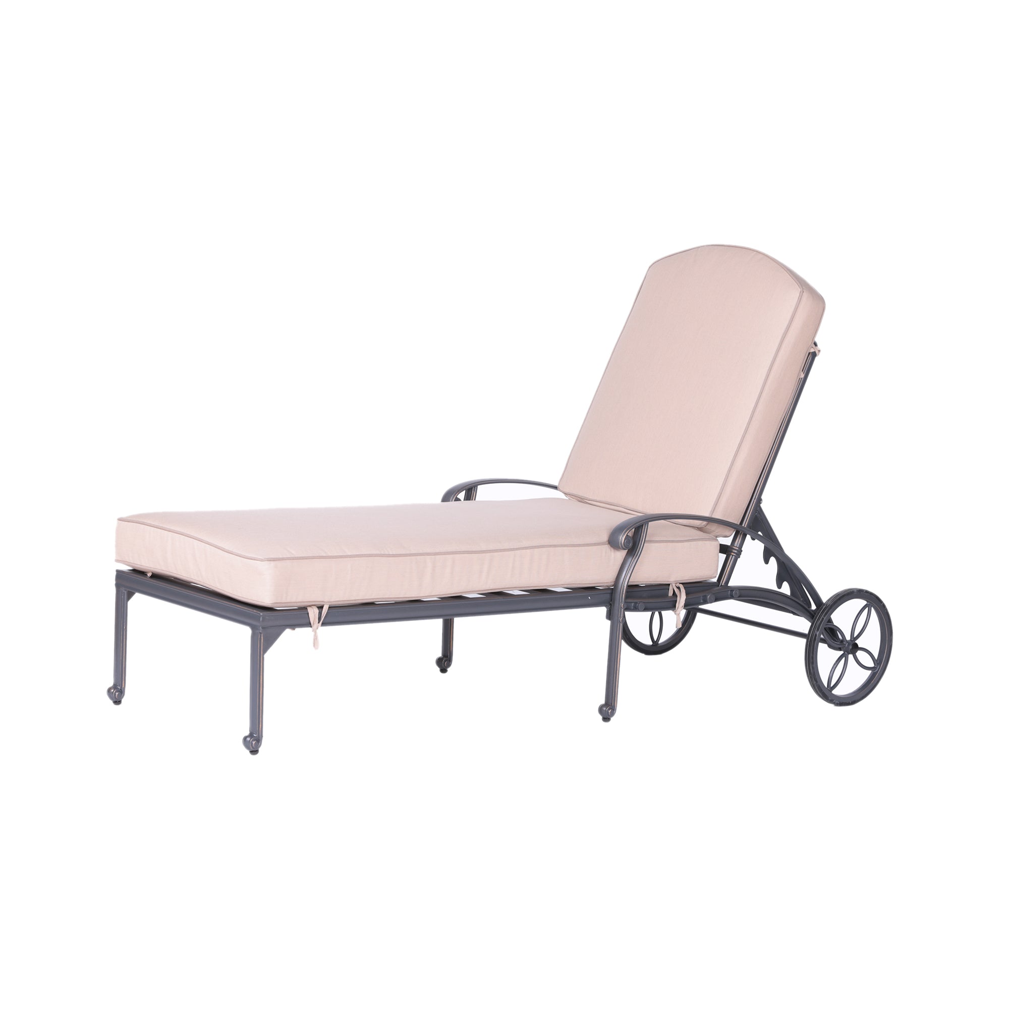 87" Long Reclining Chaise Lounge Set with Sunbrella Cushion and Table