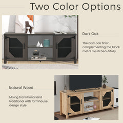 Modern TV Stand for 65'' TV with Large Storage Space, 3 Levels Adjustable Shelves & Magnetic Cabinet Door, Dark Oak