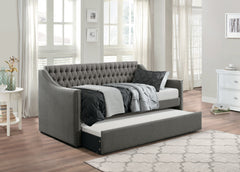 NOBLEMOOD Upholstered Sofa Daybed with Trundle Button-Tufted Nailhead Trim, Dark Gray