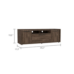 Rectangular 2-Door TV Stand, Dark Walnut