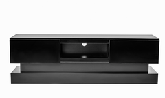 51.18" Modern TV Stand with LED Lights & High Glossy Front TV Cabinet for Lounge Room, Living Room & Bedroom, Black