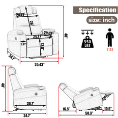 Power Lift Recliner Chair for Elderly,Recliner Chair for Living Room,Modern Reclining Sofa Chair, Electric Lift Recliner for Seniors,Side Pocket,USB Charge Port (Light Gray)