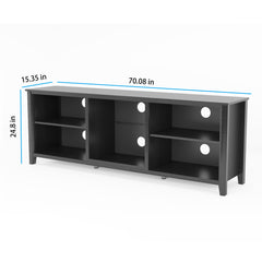 Traditional Wood TV Stand with 2 Doors, Black