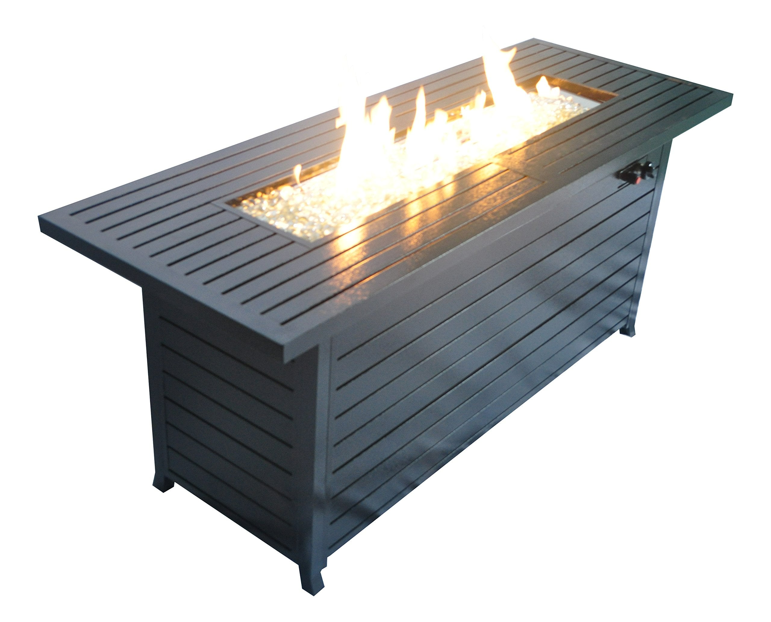 57in Outdoor Gas Propane Fire Pit Table 50000BTU with Lid, Glass Beads, ETL Certification