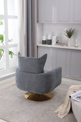 NOBLEMOOD Swivel Accent Armchair Linen Single Sofa Chair w/ Pillow and Backrest for Living Room, Gray