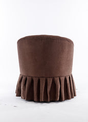 Linen Fabric Accent Swivel Chair Auditorium Chair With Pleated Skirt For Living Room Bedroom Auditorium,Brown