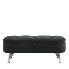 NOBLEMOOD Ottoman Bench with Storage, Upholstered End of Bed Storage Bench w/ Safety Hinge for Bedroom, Living Room, Entryway, Black