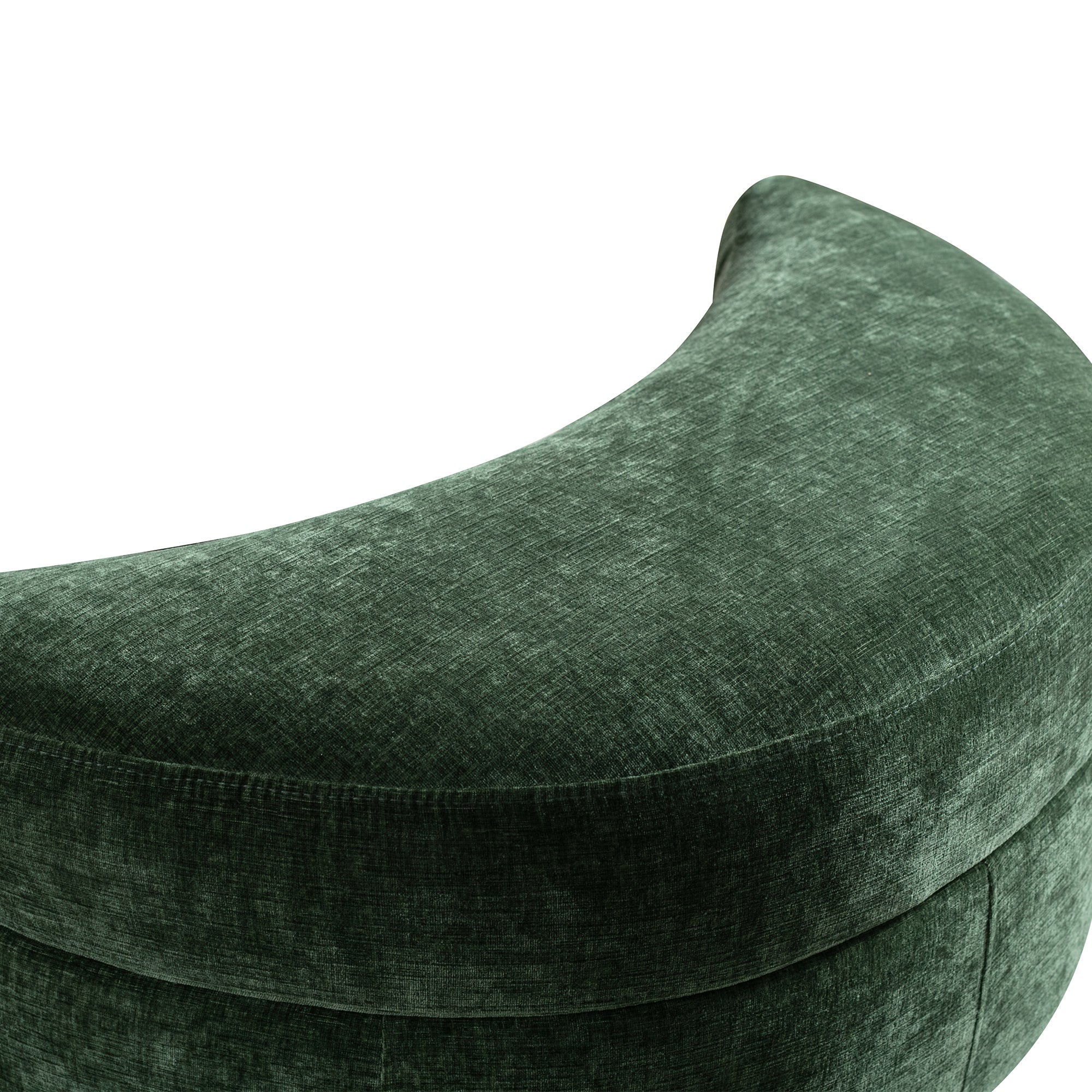 NOBLEMOOD 32.7" W Half Crescent Moon Storage Bench Large Upholstered Sofa Ottoman w/ Tray Serve for Living Room, Entryway, Hallway（Green）