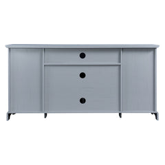 TV Stand with 2 Tempered Glass Doors, Adjustable Panels, Open Style Cabinet & Sideboard for TVs up to 65", Gray