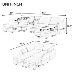 Large U-Shape Modular Sectional Sofa with Reversible Chaise, Storage Seats, Thickened Cushions, Beige