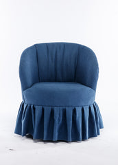 Linen Fabric Accent Swivel Chair Auditorium Chair With Pleated Skirt For Living Room Bedroom Auditorium,Blue