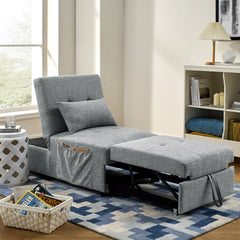 4 in 1 Pull-out Sleeper Sofa Bed w/ Pillow & Side Pockets, No Armrest, Gray