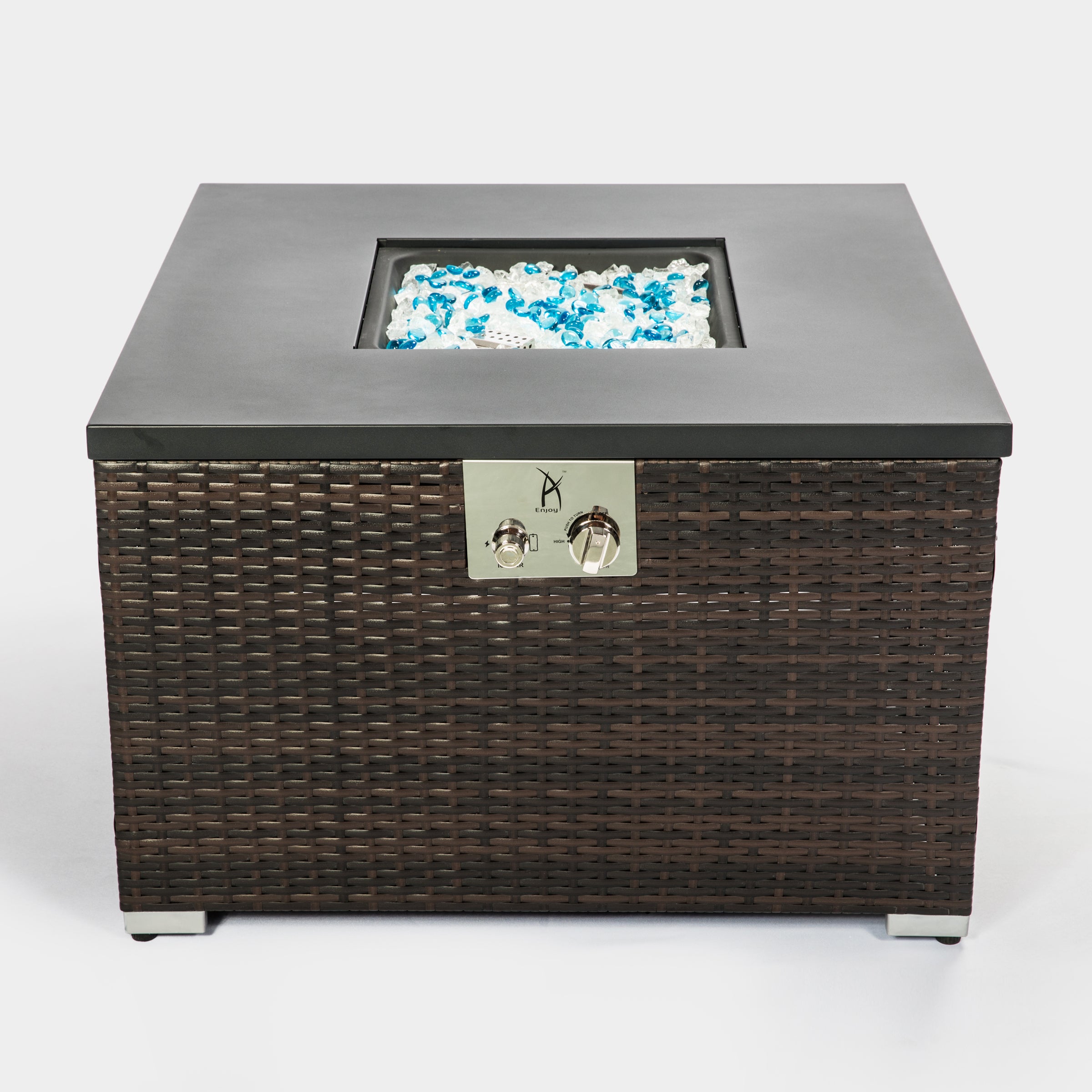 32inch Outdoor Propane Gas Fire Pit Table with Glass Rocks