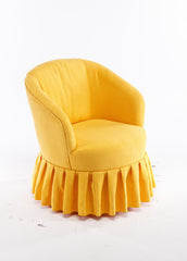 Linen Fabric Accent Swivel Chair Auditorium Chair With Pleated Skirt For Living Room Bedroom Auditorium,Yellow