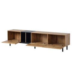 Modern TV Stand for 80’’ TV with 3 Doors & Media Console Table, Natural Wood