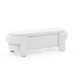 NOBLEMOOD Linen Fabric Bench Ottoman with Large Storage End of Bed Storage Bench for the Living Room, Entryway and Bedroom,White