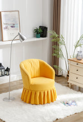 Linen Fabric Accent Swivel Chair Auditorium Chair With Pleated Skirt For Living Room Bedroom Auditorium,Yellow