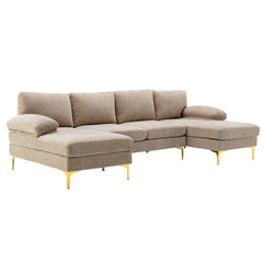 Living Room Sectional Sofa, Camel