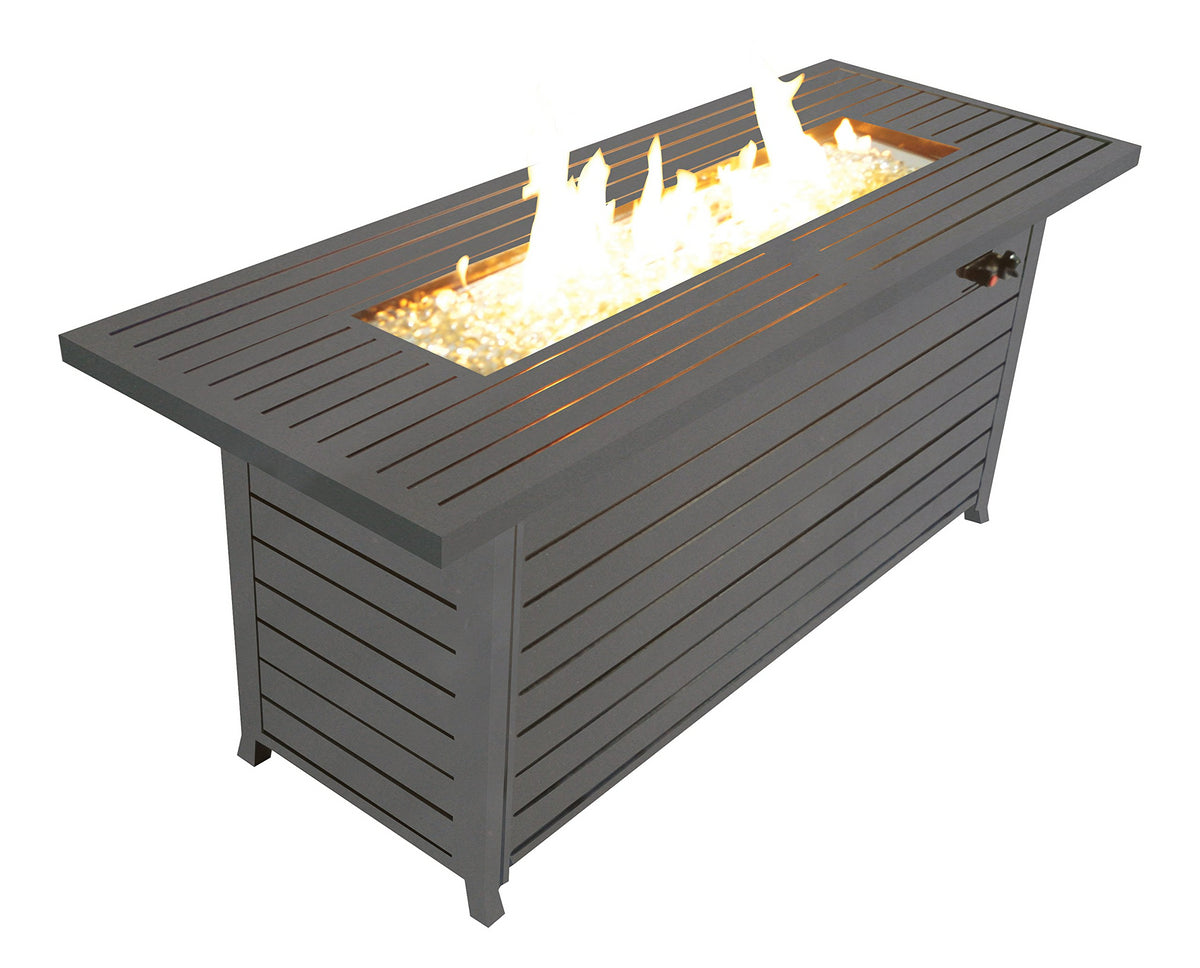 57in Outdoor Propane Gas Fire Pit Table 50000BTU with Lid, Glass Beads, ETL Certification