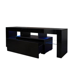 TV Stand with LED RGB Lights & Flat Screen Cabinet for Lounge Room, Living Room & Bedroom, Black