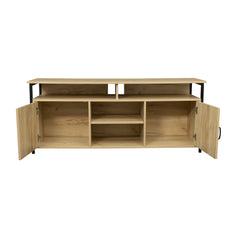 Modern Wood TV Stand with Metal Legs, Oak