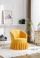 Linen Fabric Accent Swivel Chair Auditorium Chair With Pleated Skirt For Living Room Bedroom Auditorium,Yellow