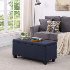 NOBLEMOOD 3 in 1 End of Bed Storage Bench & 2 Ottoman Benches w/ Storage for Living Room Bedroom Entryway Navy