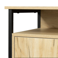 Modern Wood TV Stand with Metal Legs, Oak