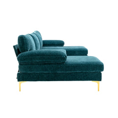 Living Room Sectional Sofa, Teal Blue