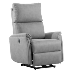 Electric Power Recliner Chair,Upholstered Foam Lounge Single Sofa,Reclining Chair with USB Charging Ports,Home Theater Seating, Living Room Bedroom, Gray