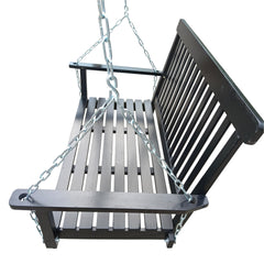 Hanging Porch Swing Wood Swing Bench with Hanging Chains, Black